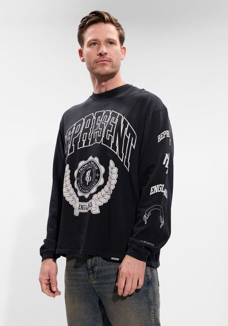 Zwarte REPRESENT T-shirt LEGACY CREST LONG SLEEVE T SHIRT - large