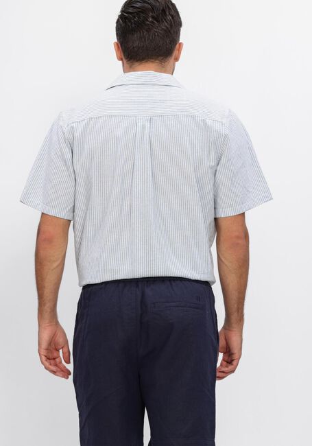 Blauwe LES DEUX Casual overhemd LUKAS STRIPE COTTON LINEN SS SHIRT - large