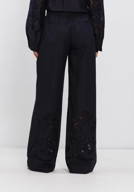 Donkerblauwe FORTE FORTE Pantalon LUNAMARIS EMBROIDERY CO POPLINE CROPPED PANTS - large