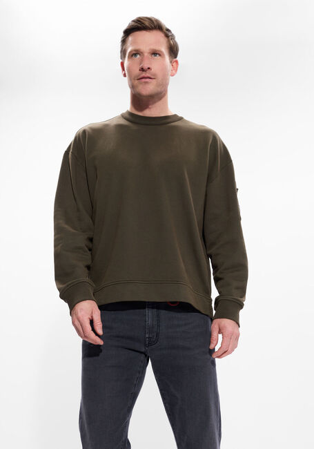 Khaki CP COMPANY Trui SWEATSHIRTS CREW NECK IN BRUSHED EMERIZED DIAGONAL FLEECE - large