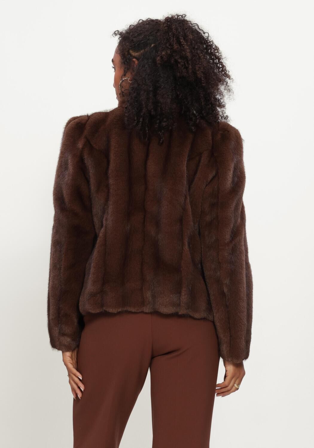 Bruine STUDIO AR Faux fur jas SOLINE FAUX MINK STRIPE - large