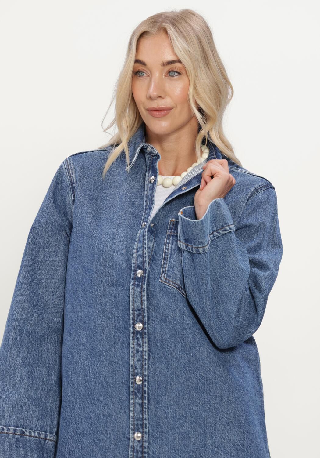 Blauwe ANINE BING Jurken MARY DRESS LONG SLEEVE - large