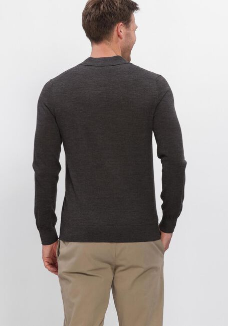 Donkergrijze PROFUOMO Trui POLO OPEN COLLAR LS EXTRAFINE MERINO - large
