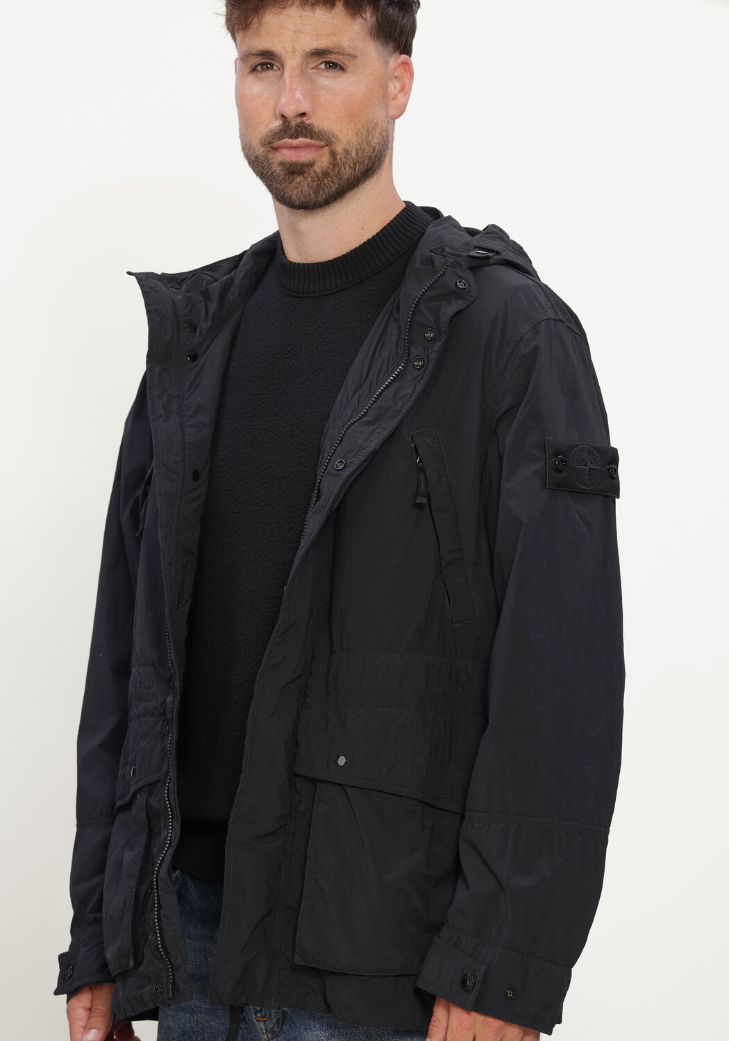 Zwarte STONE ISLAND Parka's SHORT PARKA S00F6 - large