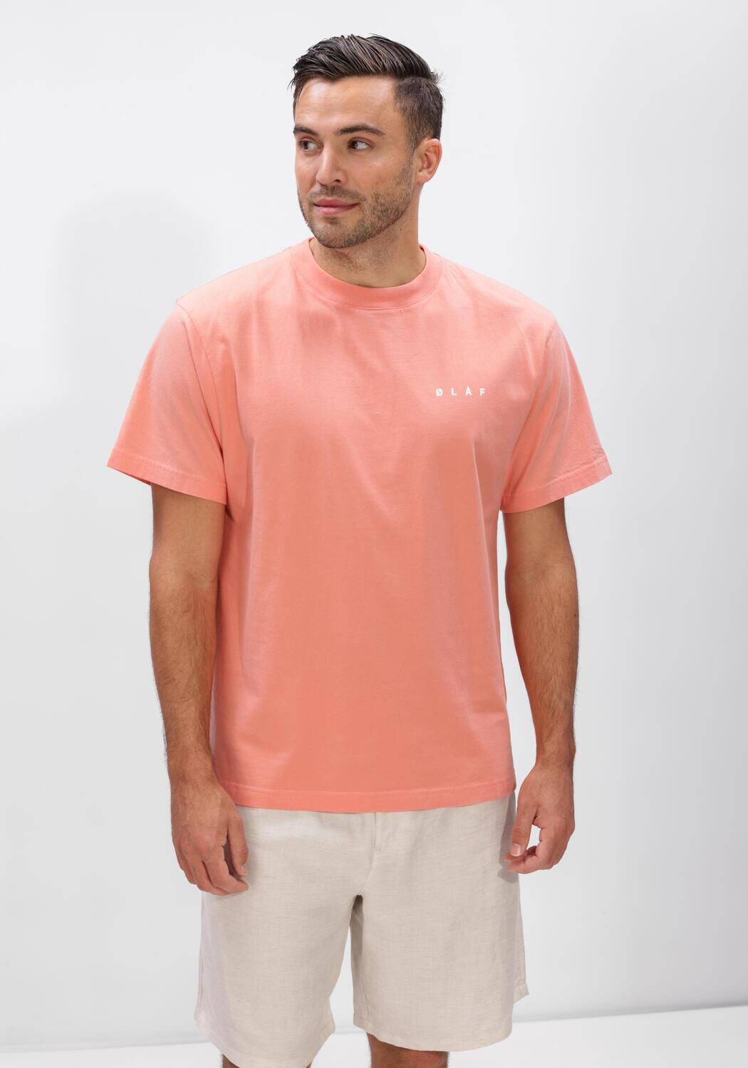 Perzik OLAF HUSSEIN T-shirt BRUSHSTROKE FACE TEE - large