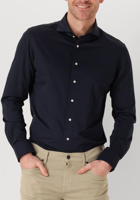 Donkerblauwe PROFUOMO Klassiek overhemd SHIRT X-CUTAWAY JAPANESE KNITTED - large