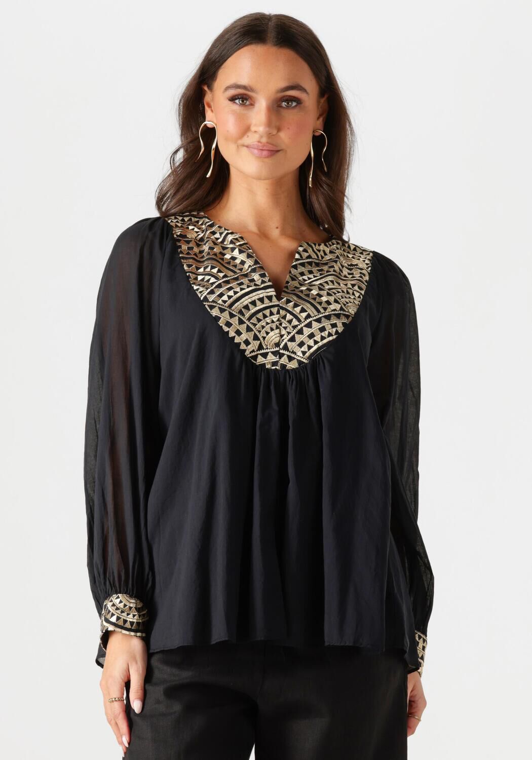 Greek Archaic Kori Blouse Dames 340552, Maat: S, Kleur: Zwart afbeelding 1