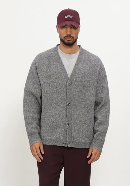 Grijze HOPEIUM Vest ALPACA BLEND LOGO CARDIGAN GREY MELANGE - large