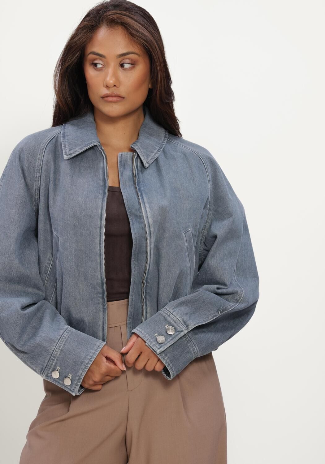 Grijze CLOSED Jassen DENIM RAGLAN BLOUSON - large
