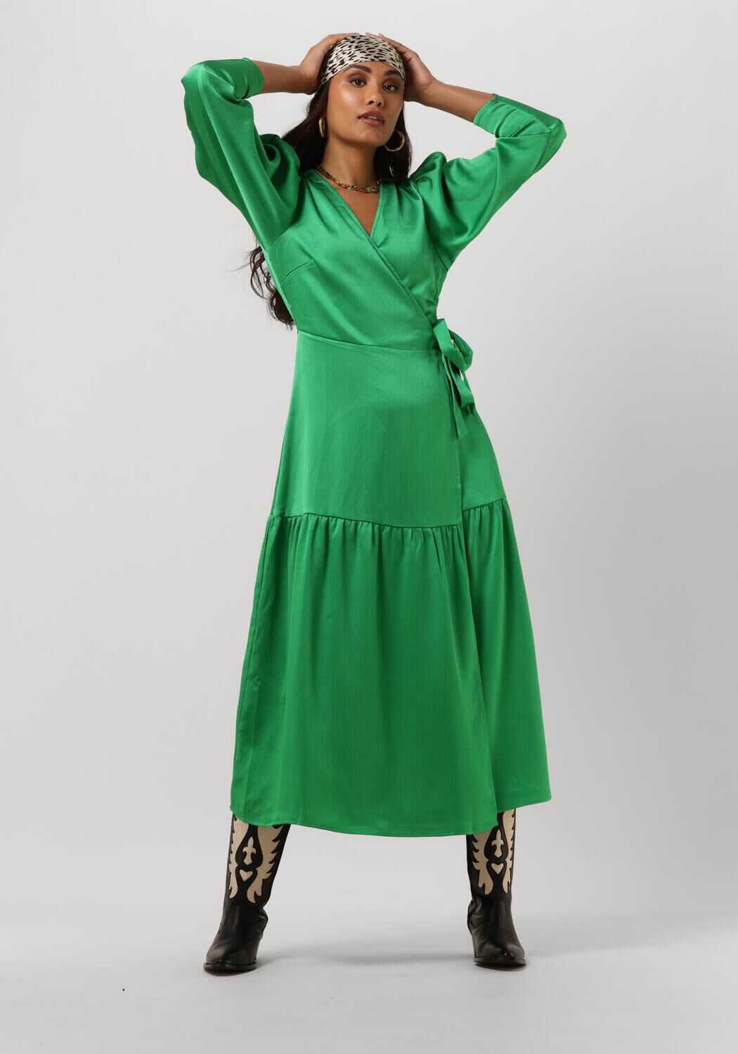 Co'Couture Midi Jurk Dames Mira Wrap Dress, Maat: L, Kleur: Groen