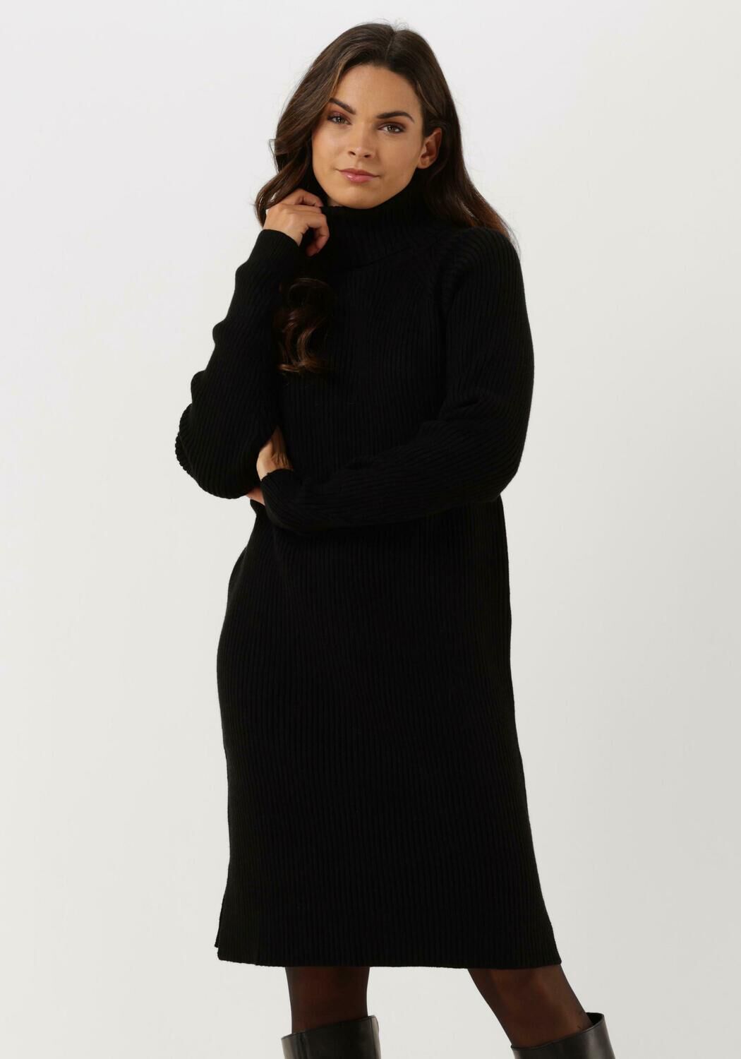 Minus Mini Jurk Dames Ava Knit Turtleneck Dress, Maat: S, Kleur: Zwart afbeelding