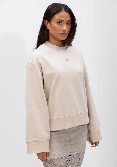 Beige OLAF HUSSEIN Sweater WMN RETRO LOGO CREWNECK - large