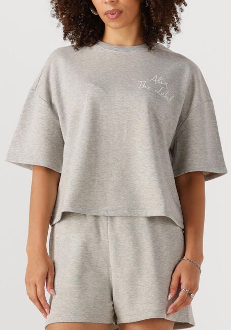 Lichtgrijze ALIX THE LABEL T-shirt LADIES KNITTED SWEAT T-SHIRT - large