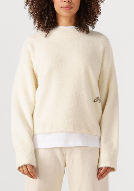 Witte OLAF HUSSEIN Truien/vesten FLUFFY SCHRIPT LOGO KNIT - large