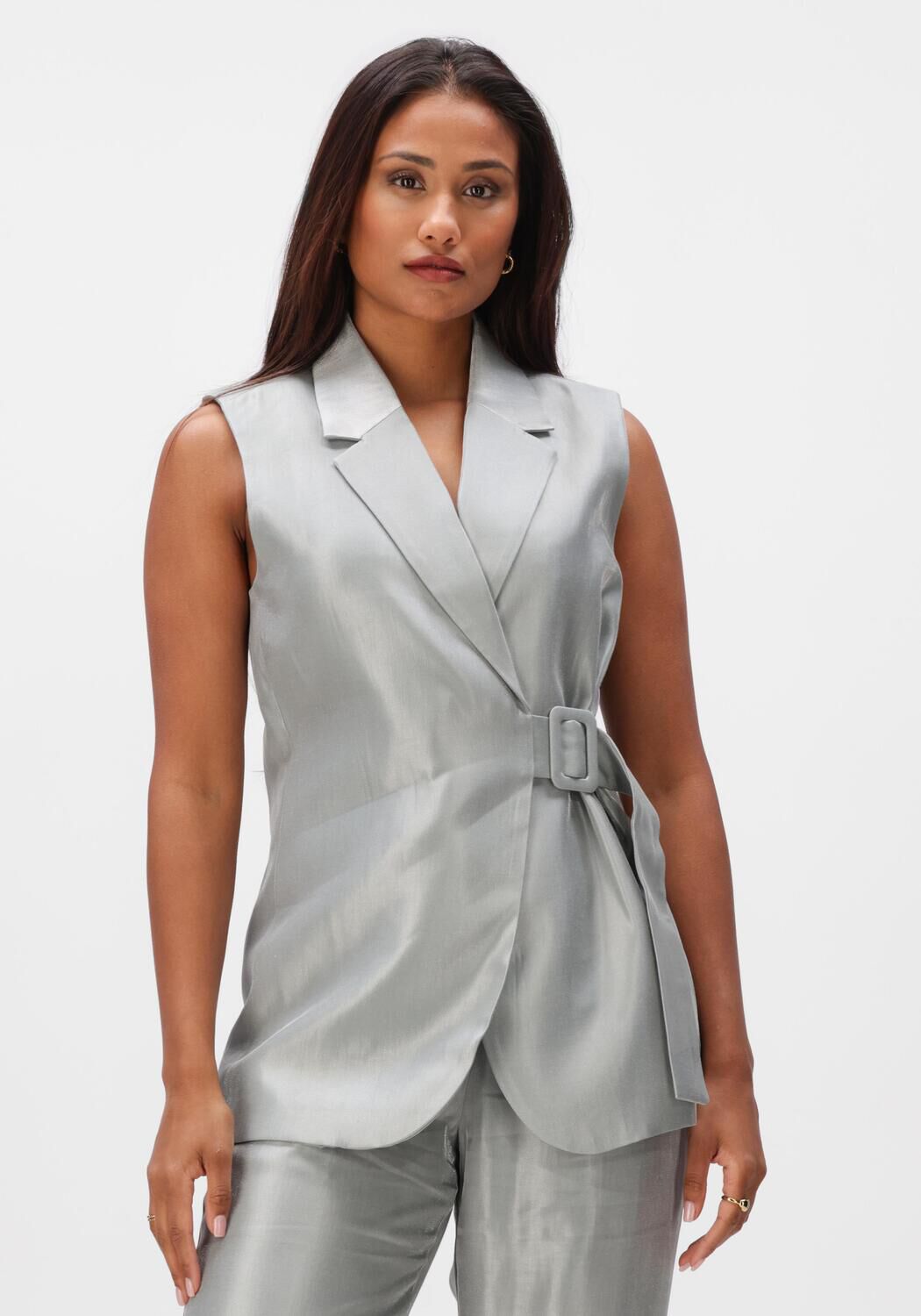Aimee the Label Blazer Dames Hope Waistcoat, Maat: M, Kleur: Zilver afbeelding 1