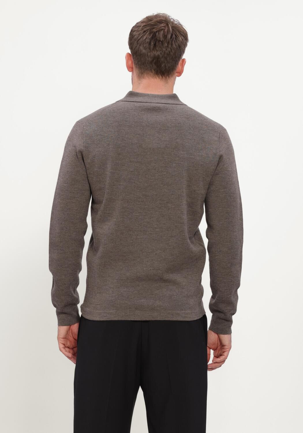 Taupe GENTILUOMO Trui POLO ZIP LS - large