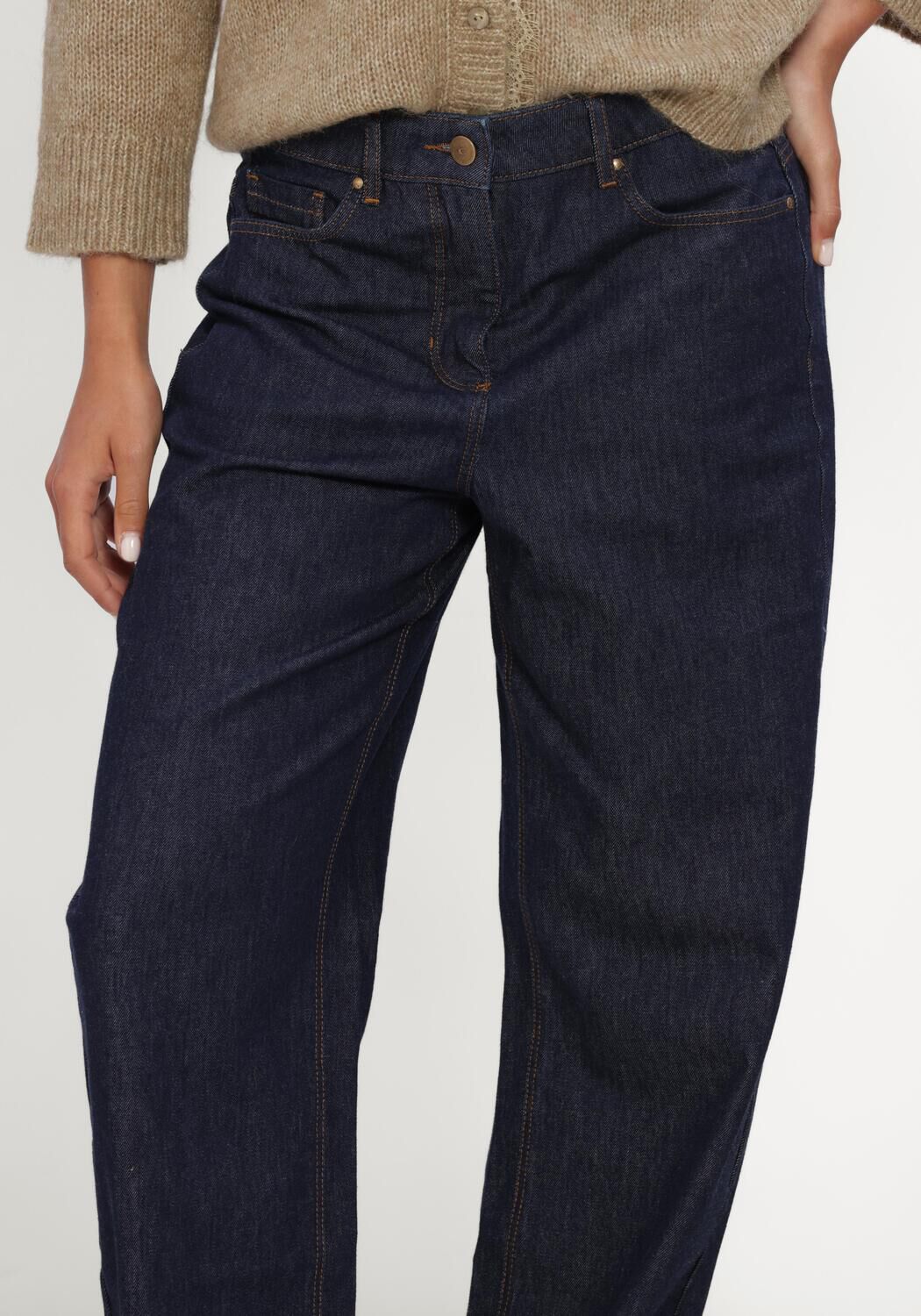 Donkerblauwe LUISA CERANO Wide jeans AUTHENTIC-BARRELLEG-DENIM - large