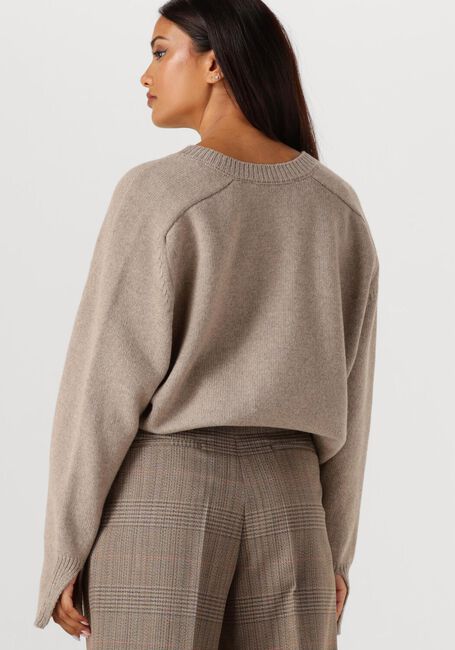 Taupe ROHE Trui CAPE V NECK WRAP JUMPER - large