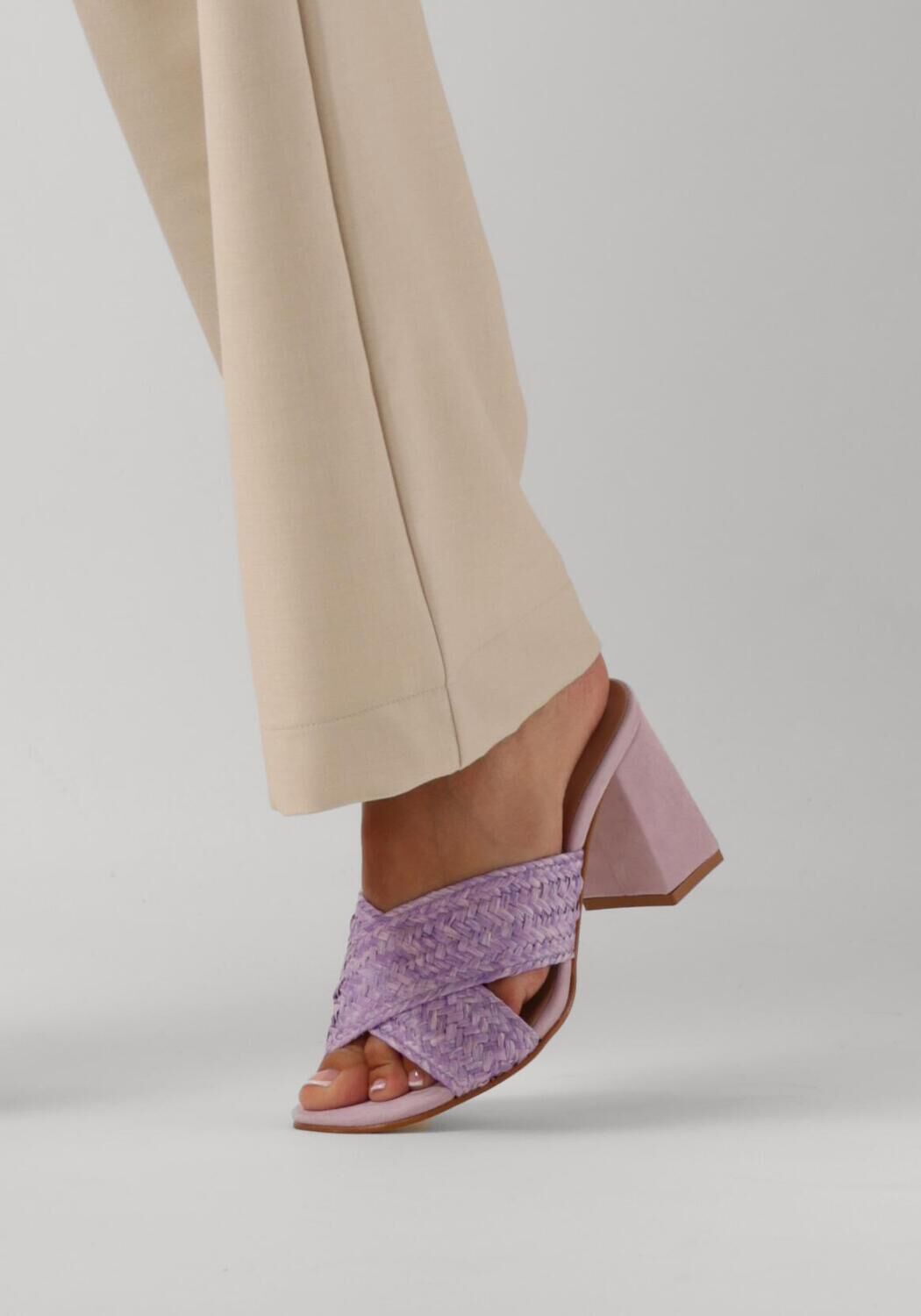 Paarse LINA LOCCHI Muiltjes RAFFIA KRUISSLIPPER HH - large