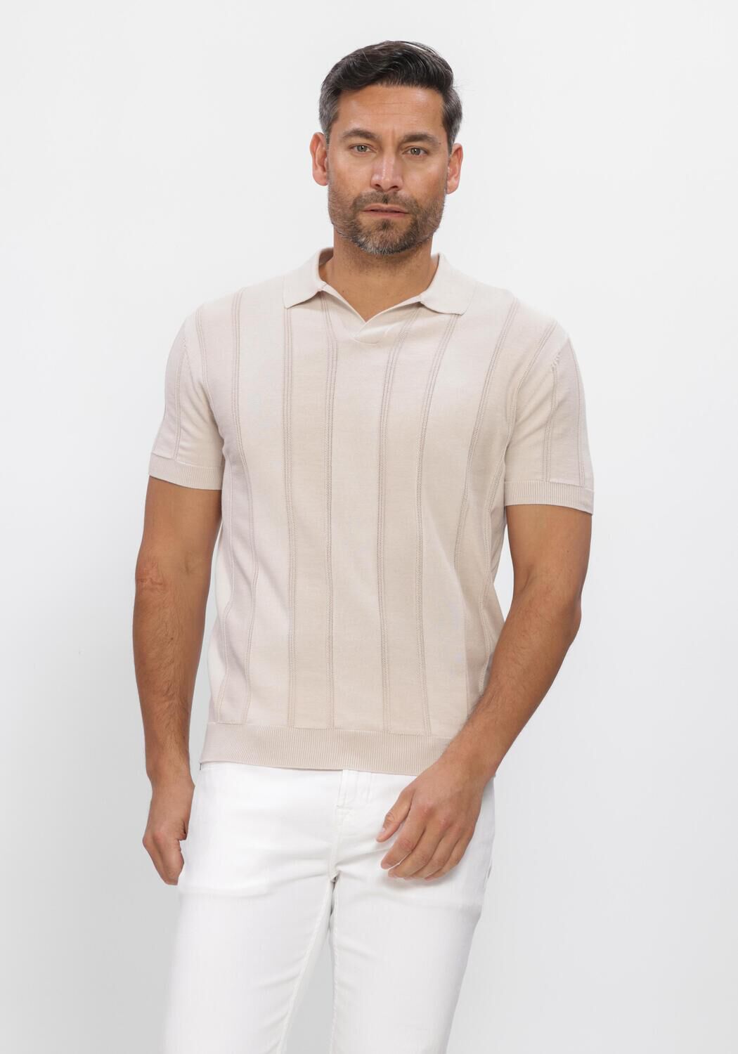 Gentiluomo Polo Heren Polo No Buttons Ss, Maat: S, Kleur: Beige afbeelding 1