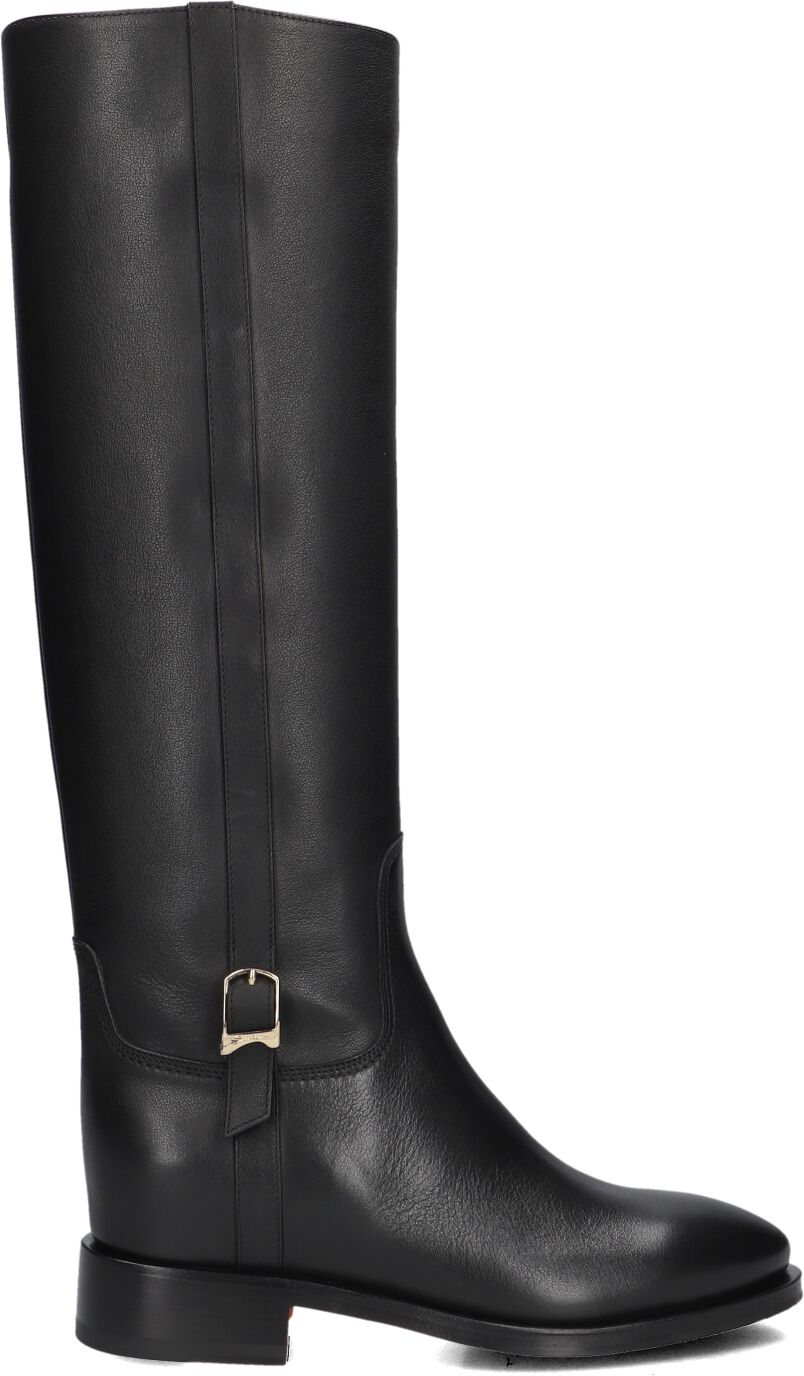 Santoni Hoge Laarzen Dames Led Gesp Laars, Maat: 37, Materiaal: Leer, Kleur: Zwart