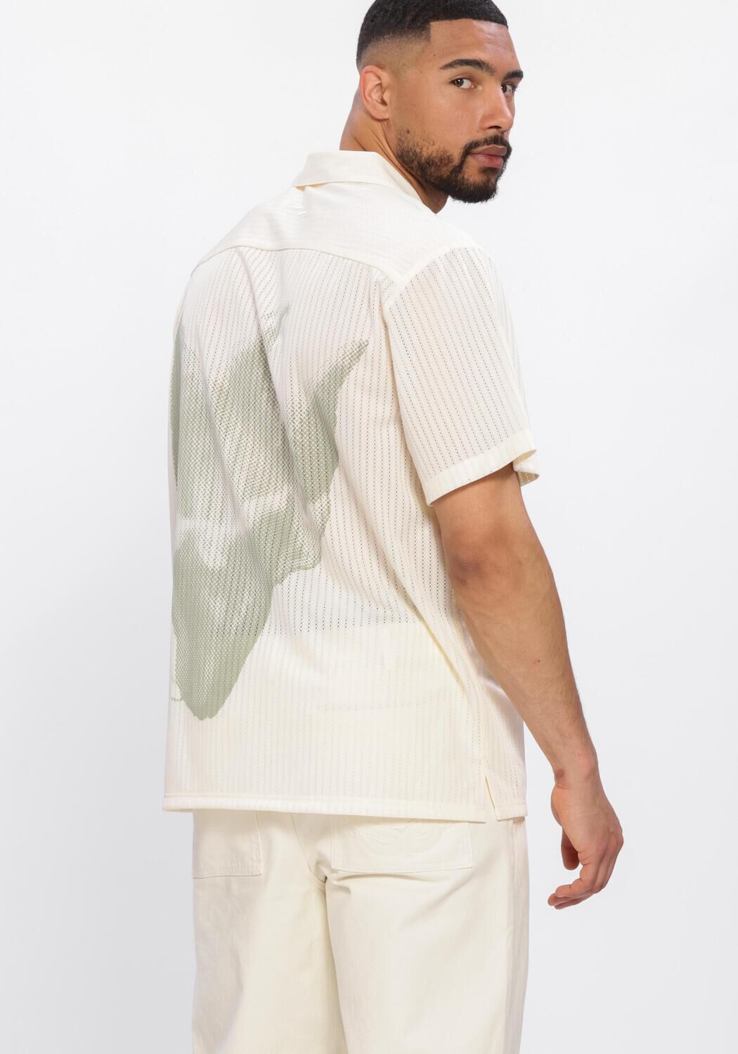 Ecru FILLING PIECES Casual overhemd RESORT SHIRT MESH - large