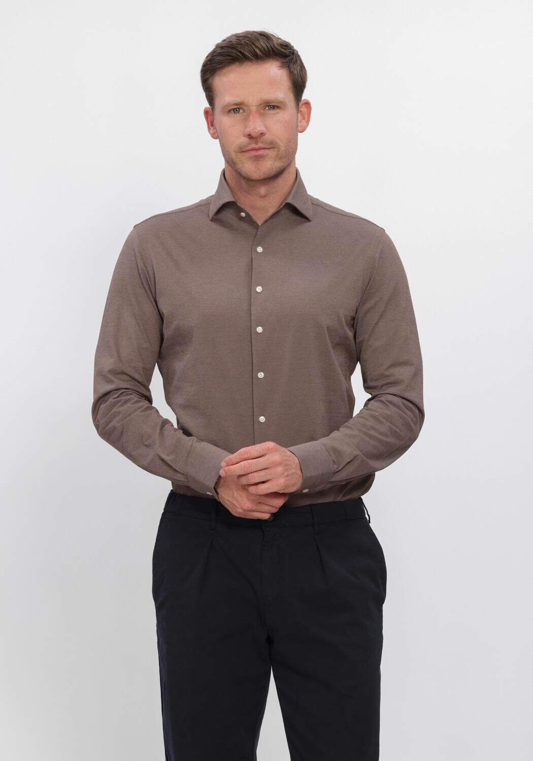 Bruine PROFUOMO Klassiek overhemd SHIRT ONE PIECE JAPANESE KNITTED - large