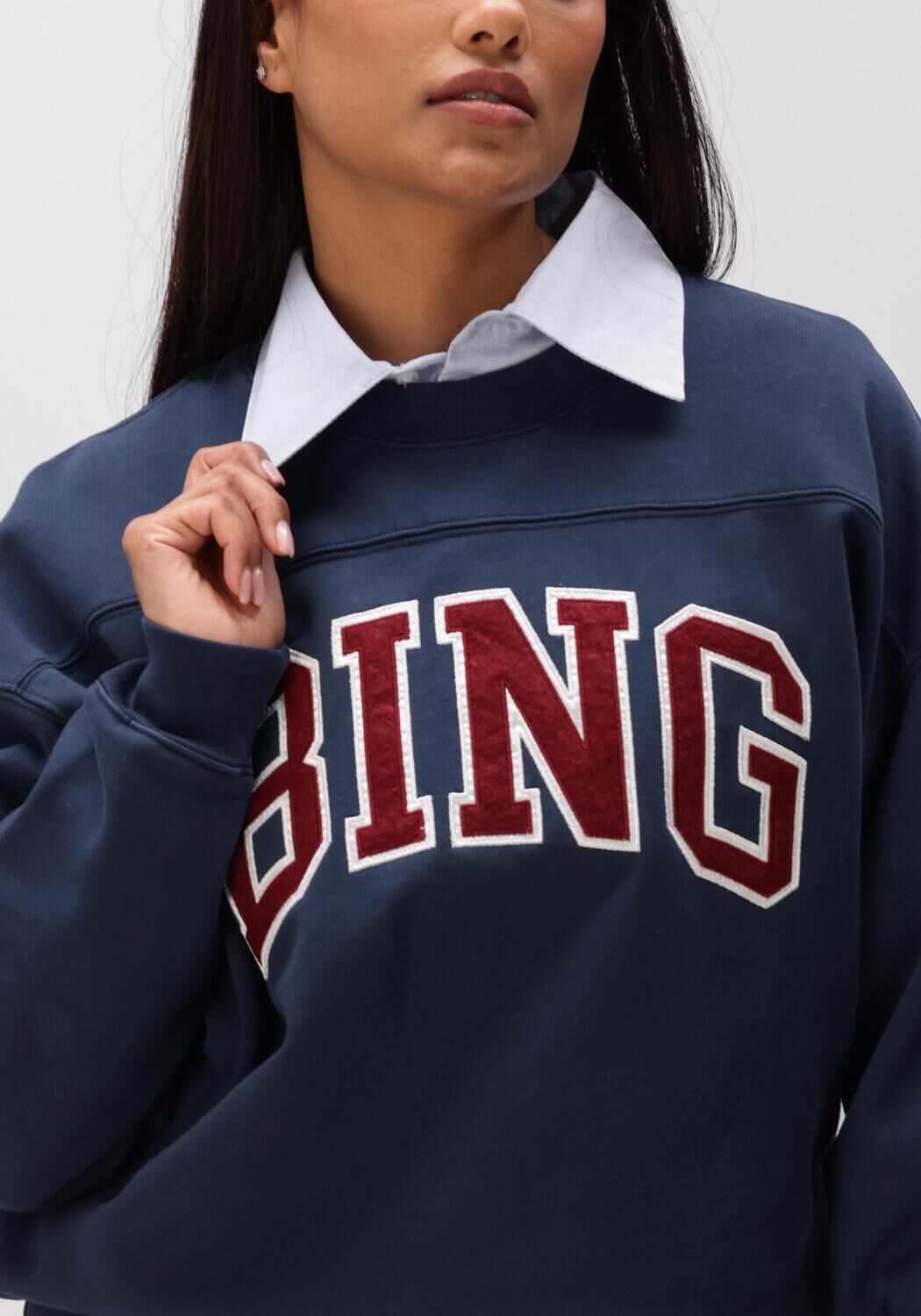 Donkerblauwe ANINE BING Sweater TRENTON SWEATSHIRT BING- WASHED NAVY - large