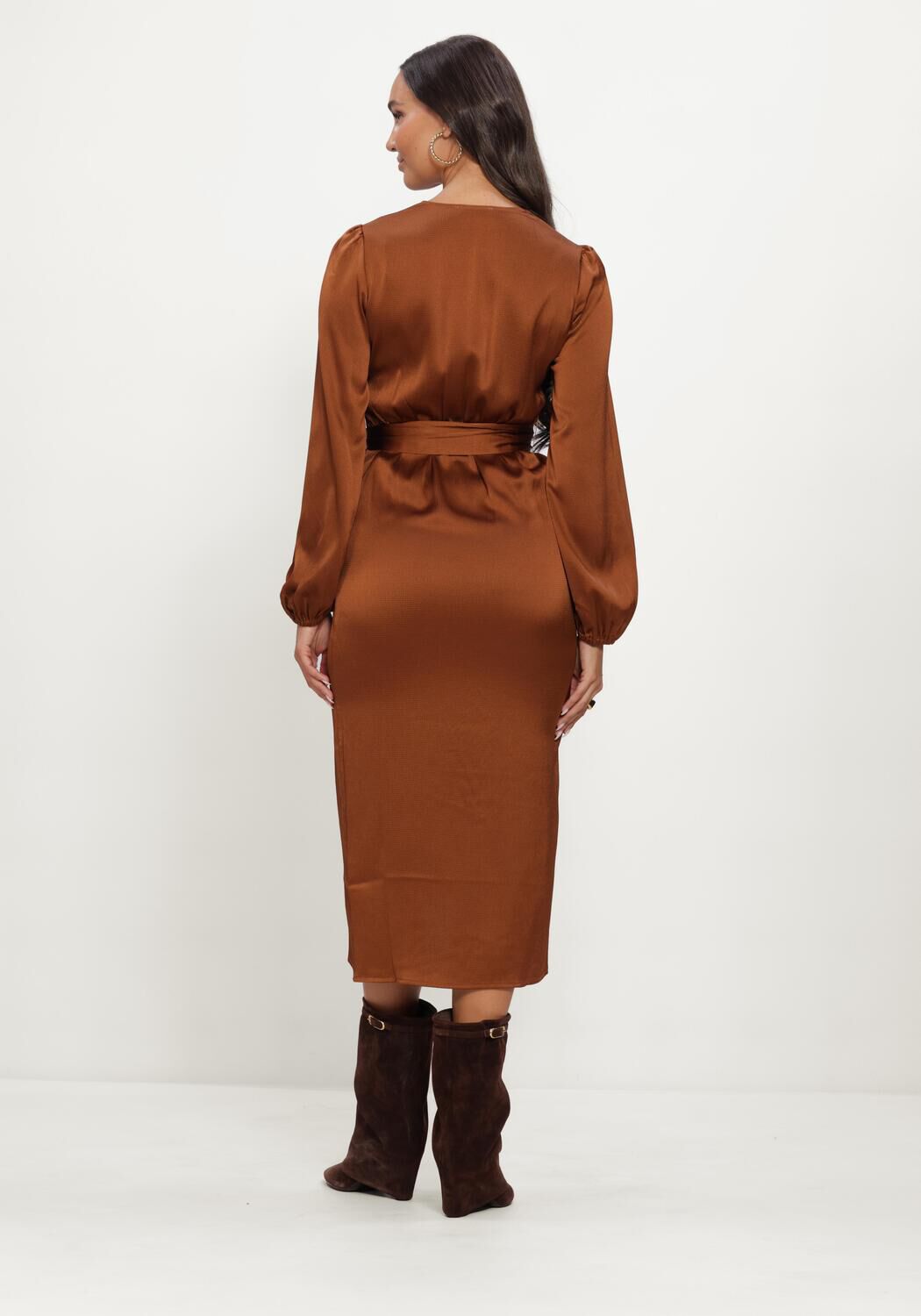 Cognac LINA LOCCHI Midi jurk LL-BEA - large