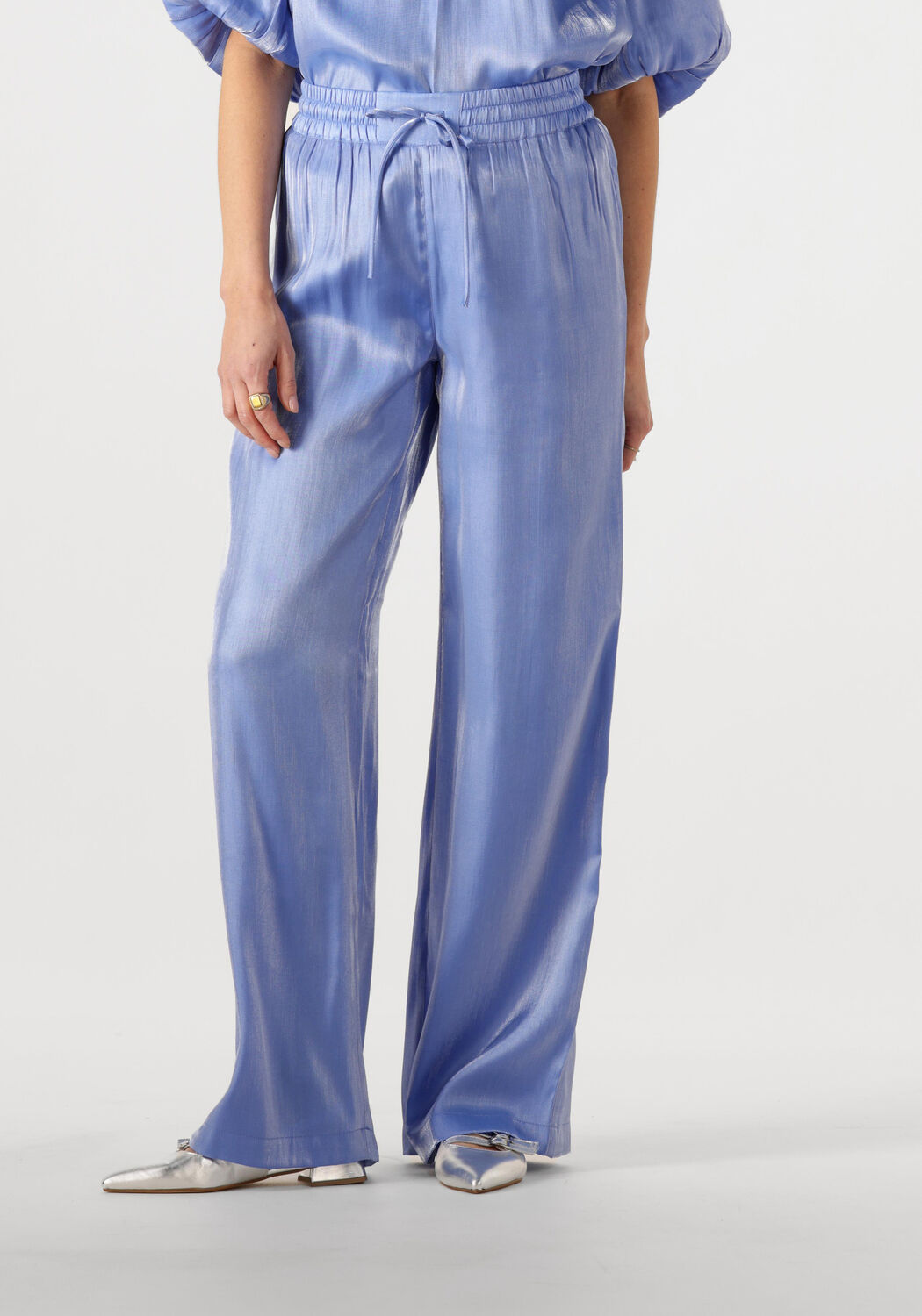 Dante6 Pantalon Dames Soir Shimmer Wide Leg Pants, Maat: 40, Kleur: Blauw afbeelding 1