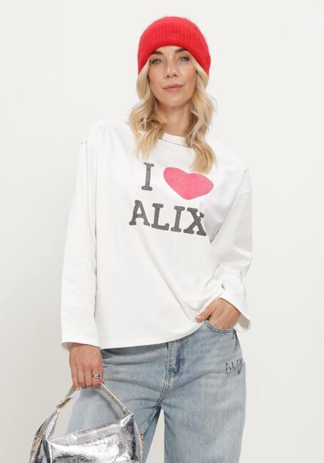 Witte ALIX THE LABEL Tops & T-shirts LADIES KNITTED I LOVE ALIX LONGSLEEVE T-SHIRT - large