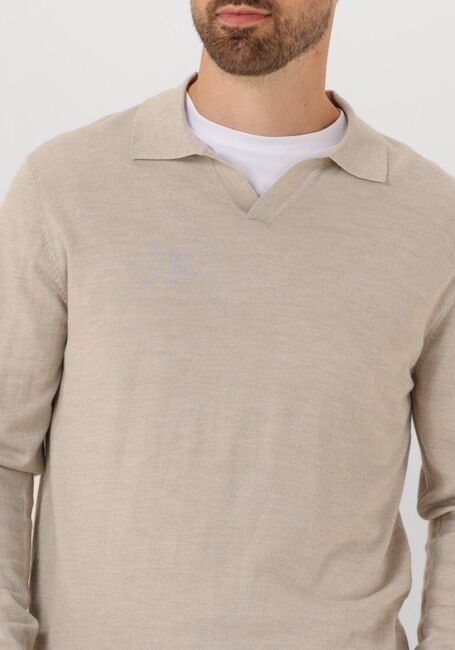 Beige PROFUOMO Polo POLO OPEN COLLAR LS MERINO - large