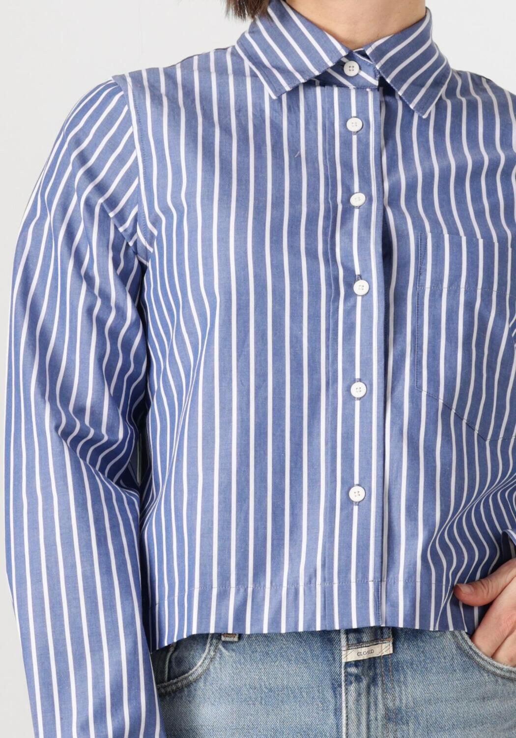 Blauwe CLOSED Blouses CROPPED CLASSIC SHIRT - large