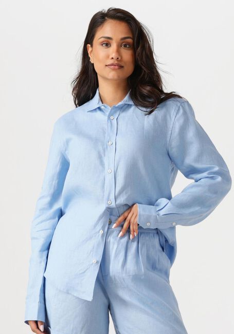 Lichtblauwe RESORT FINEST Blouses SHIRT 100% LINEN - large