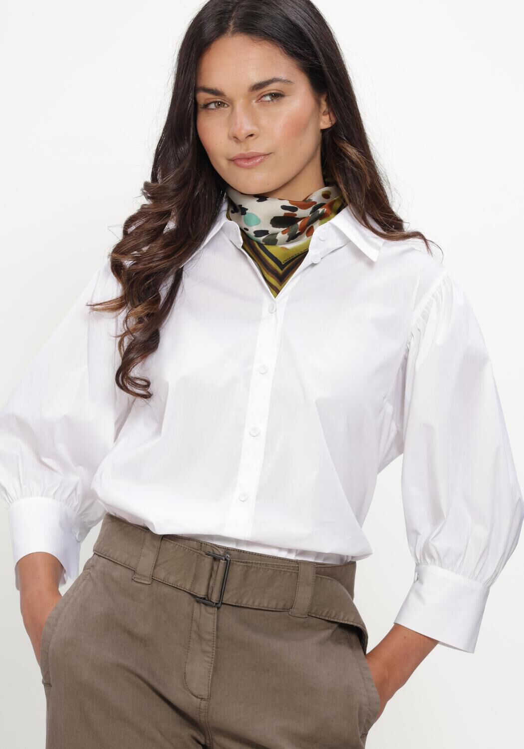 Witte LUISA CERANO Blouses BLUSE AUS BAUMWOLL-MIX - large
