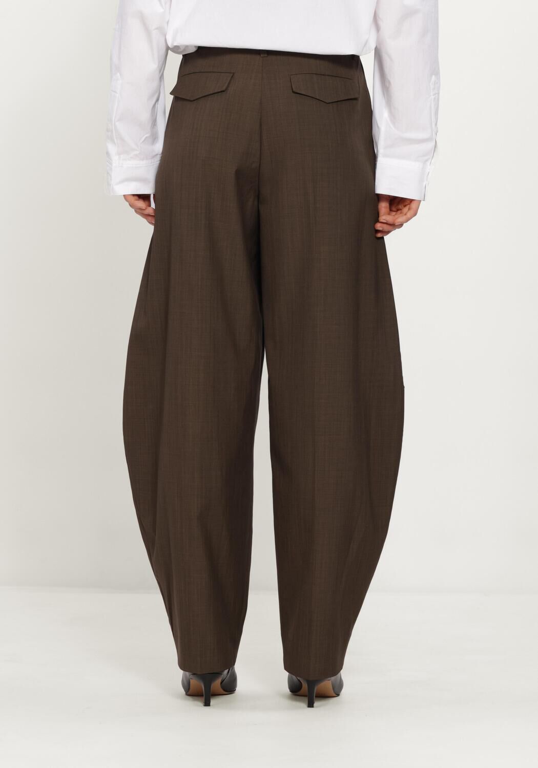 Bruine HERSKIND Wijde broek DANTE MID WAIST PANTS - large