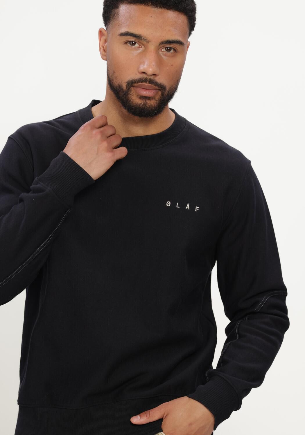 Zwarte OLAF HUSSEIN Sweater FACE CREWNECK - large