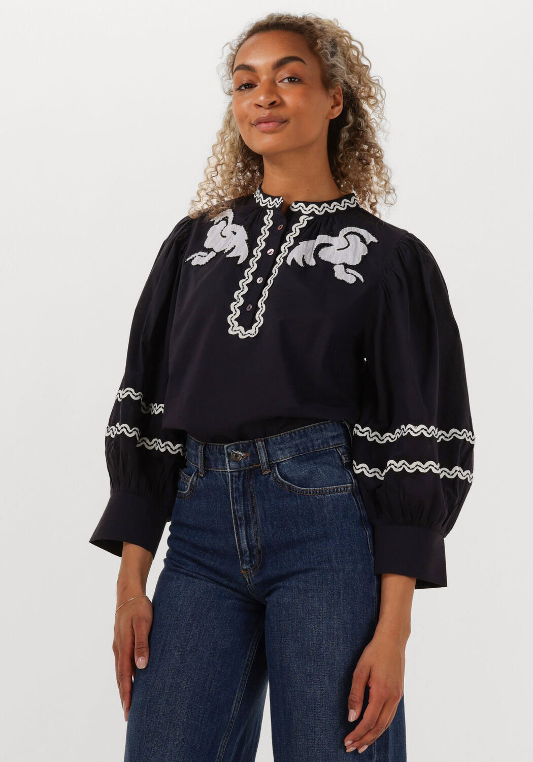 Antik Batik Blouse Dames Dali Blouse, Maat: L, Kleur: Zwart