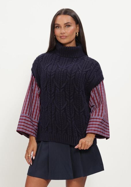 Donkerblauwe CO'COUTURE Spencer ROWCC OVERSIZE CABLE KNIT VEST - large