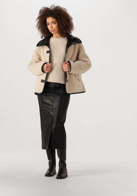 Zwarte KNIT-TED Leren jas COZY - large