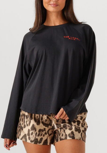 Zwarte ALIX THE LABEL T-shirt LADIES KNITTED RAGLAN LONGSLEEVE - large