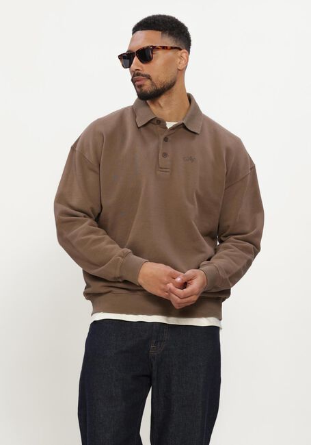 Bruine OLAF HUSSEIN Sweater SIGNATURE OVERSIZED POLO - large