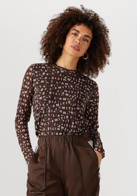 Bruine HAUTE L'AMITI&Eacute; Top L'AMITIE MESH LS O-NECK - large
