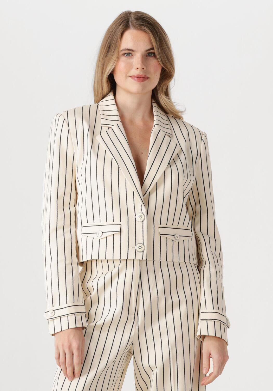 AAIKO Blazer Dames Ines Stripe Co 570, Maat: L, Kleur: Gebroken wit