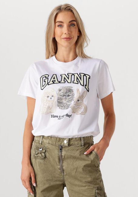 Witte GANNI T-shirt T4237 - large