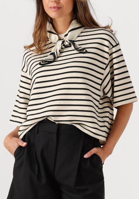 Ecru ANINE BING T-shirt MYERS CROPPED TEE - large