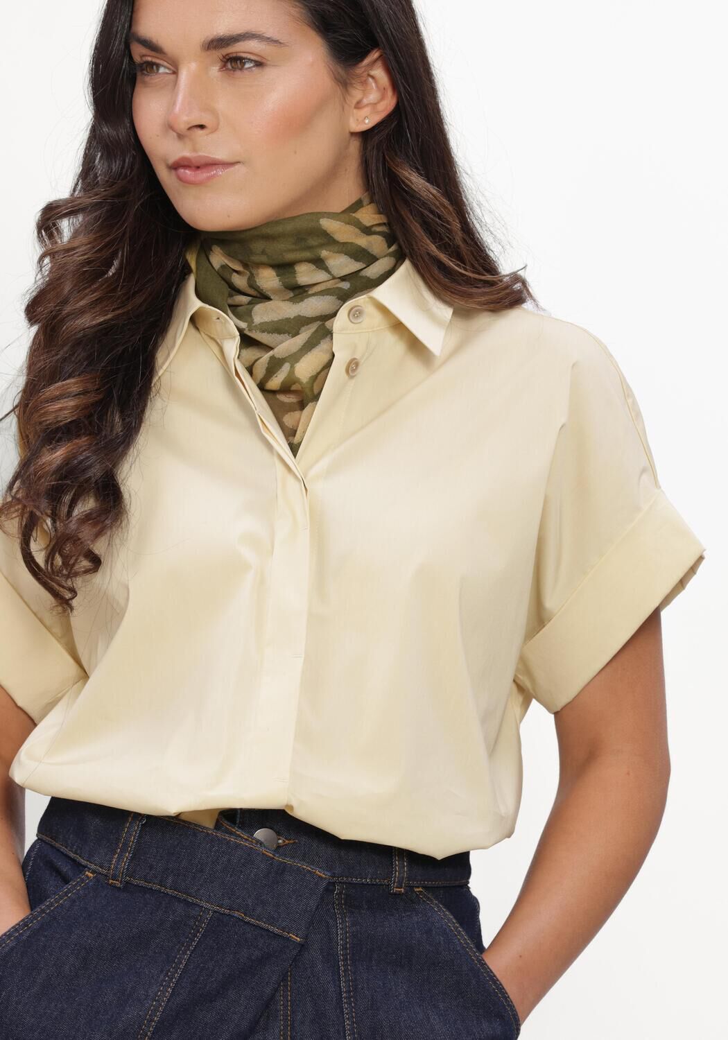 Creme LUISA CERANO Top KURZARM-HEMD AUS BAUMWOLL-MIX - large