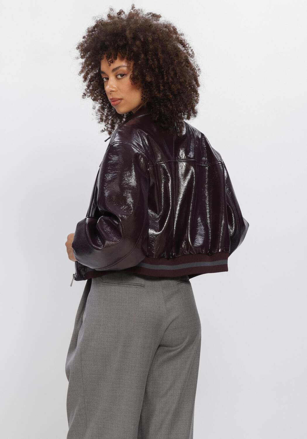 Bordeaux DANTE6 Jack DALYN FAUX CRACKLE LEATHER BOMBER - large