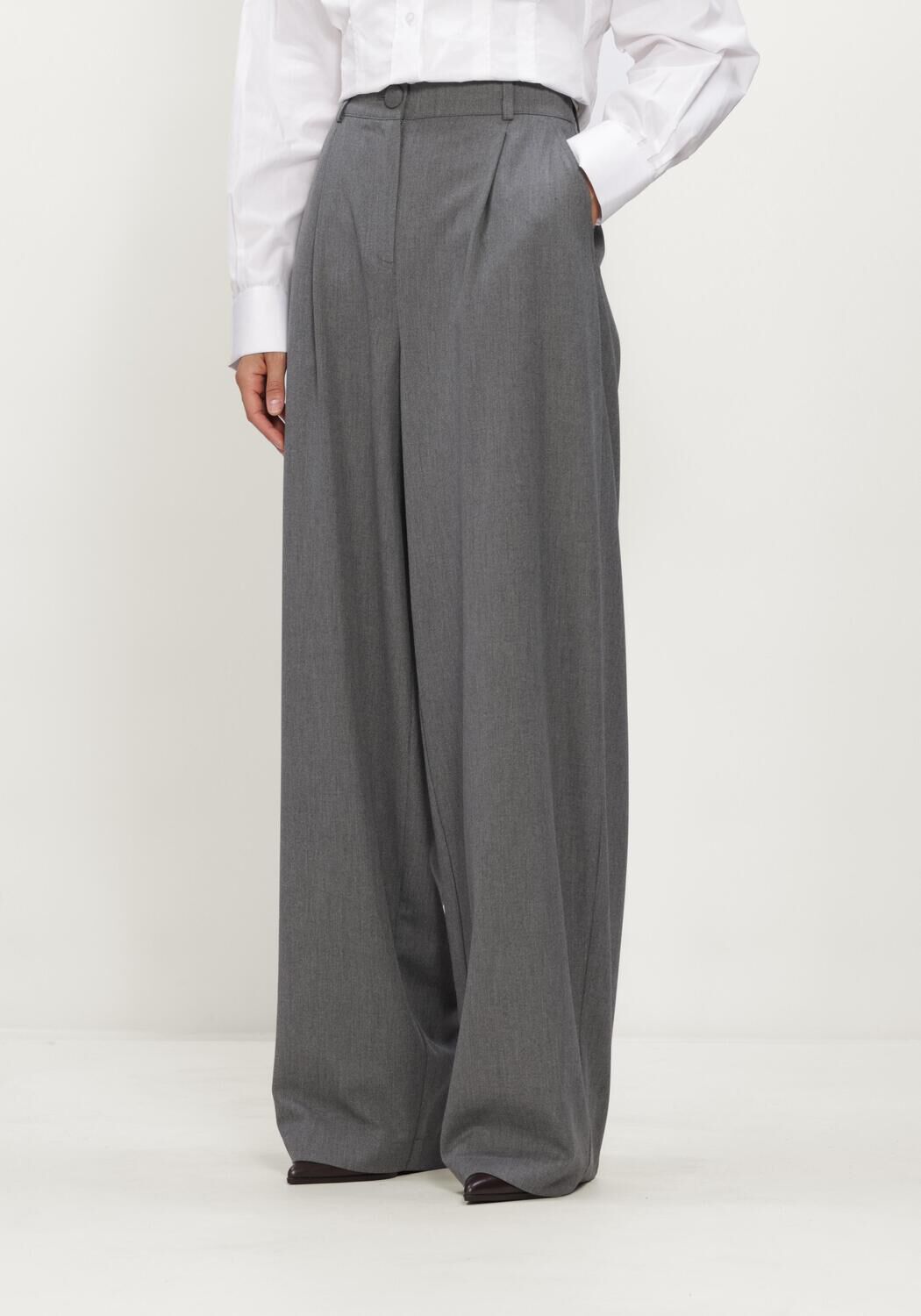 Grijze JANICE Broeken BROEK RECHTE WIJDE PIJP - large
