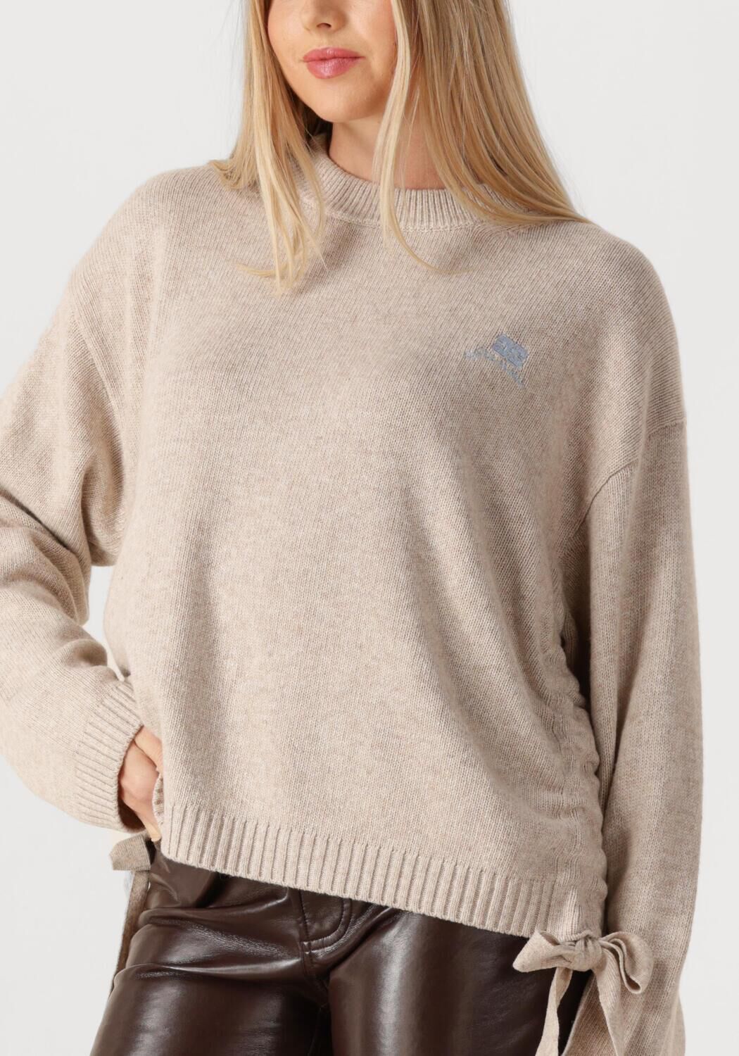 Zand GANNI Trui FUTURE WOOL MIX OVERSIZED O-NECK - large